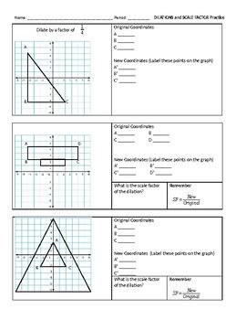prealgebra dilations and finding scale factor worksheet